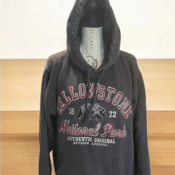 Prairie Mountain Tops Yellowstone National Park Hoodie Gray Sz